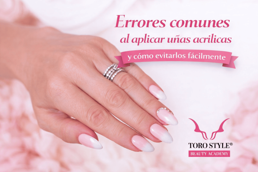 Errores comunes al aplicar uñas acrílicas y cómo evitarlos fácilmente paso a paso, manicura acrílica profesional con acabado degradado rosa y diseño elegante.