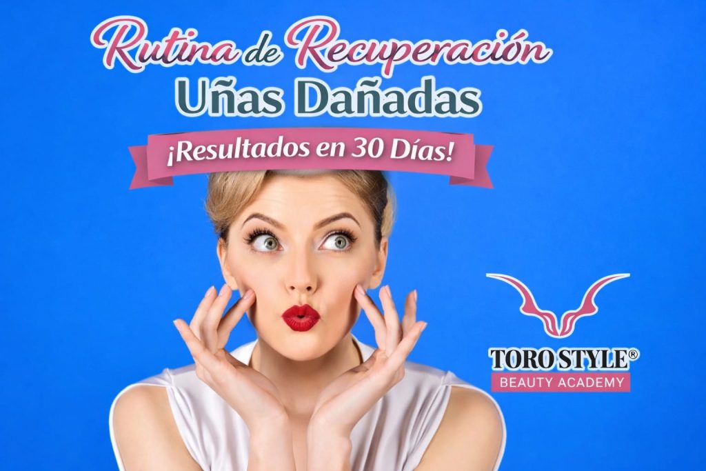 Rutina de recuperación para uñas dañadas con resultados en 30 días, tratamiento profesional de cuidado y fortalecimiento de uñas.