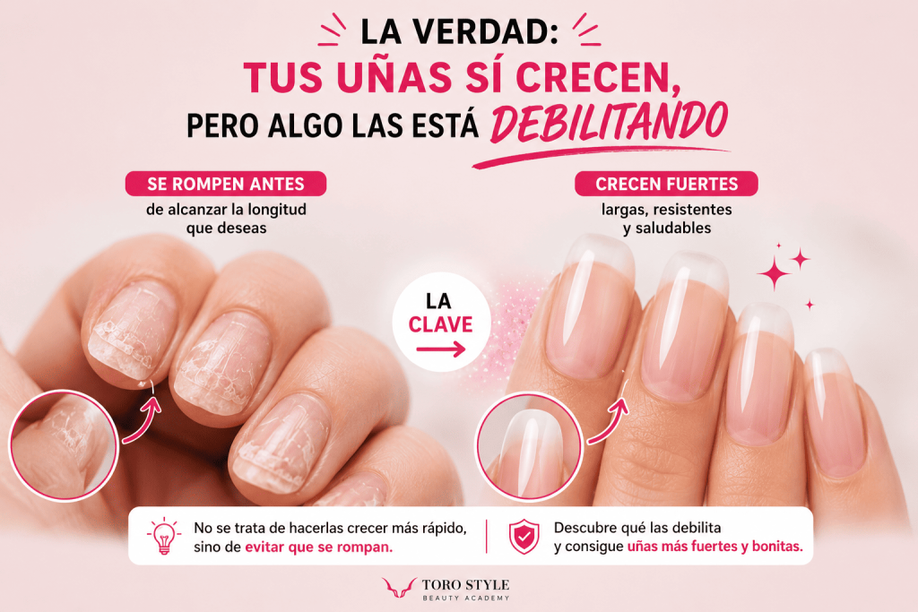 Uñas que crecen pero se rompen antes de alcanzar la longitud deseada