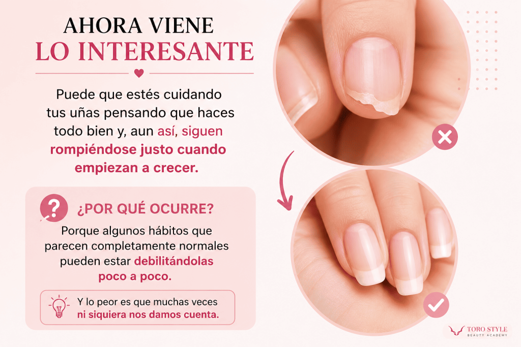 Uñas débiles que se rompen justo cuando empiezan a crecer