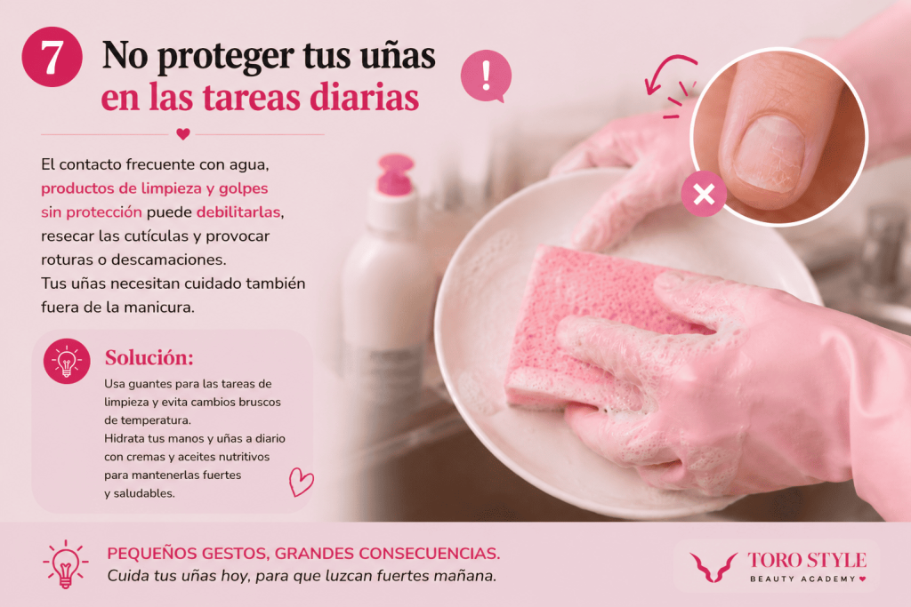 Cómo proteger las uñas durante las tareas diarias para evitar daños