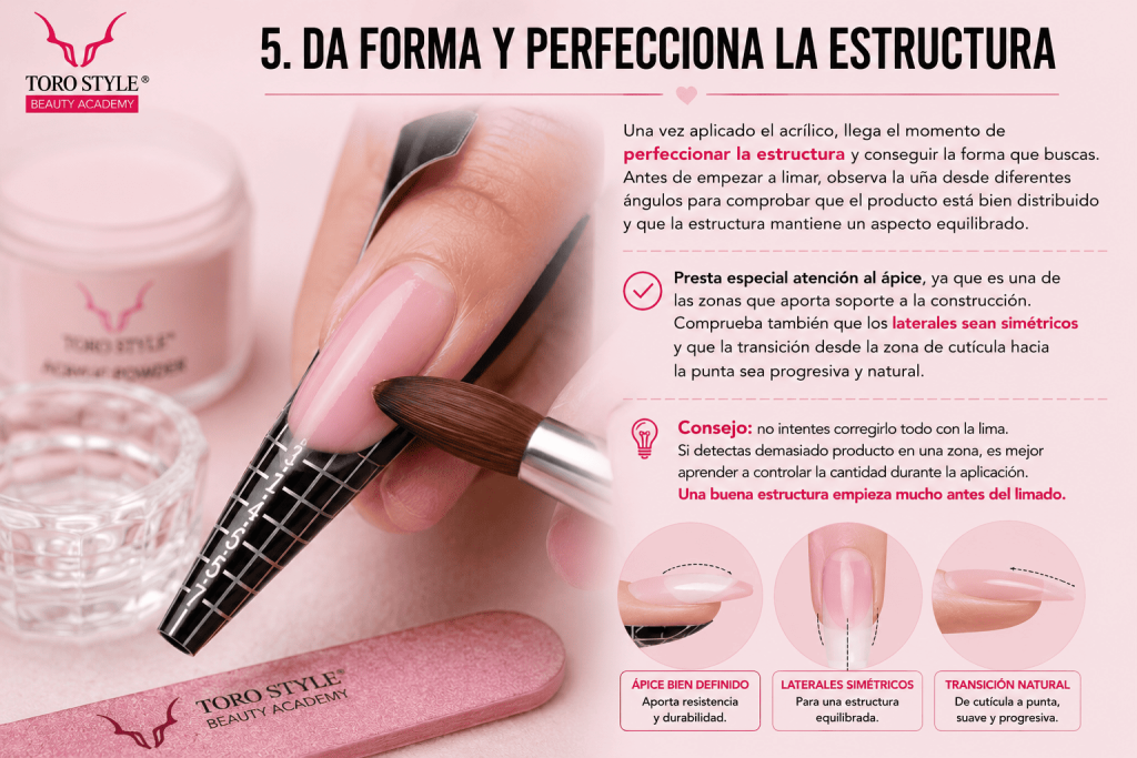 Cómo dar forma y perfeccionar la estructura: ápice, laterales simétricos y transición natural