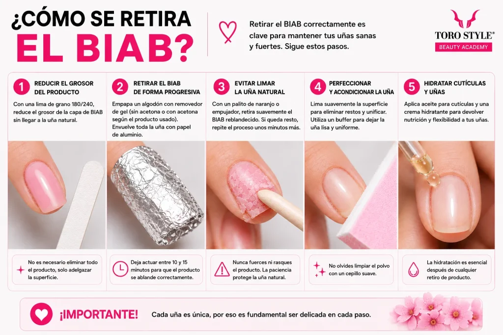 Cómo retirar el BIAB de las uñas paso a paso