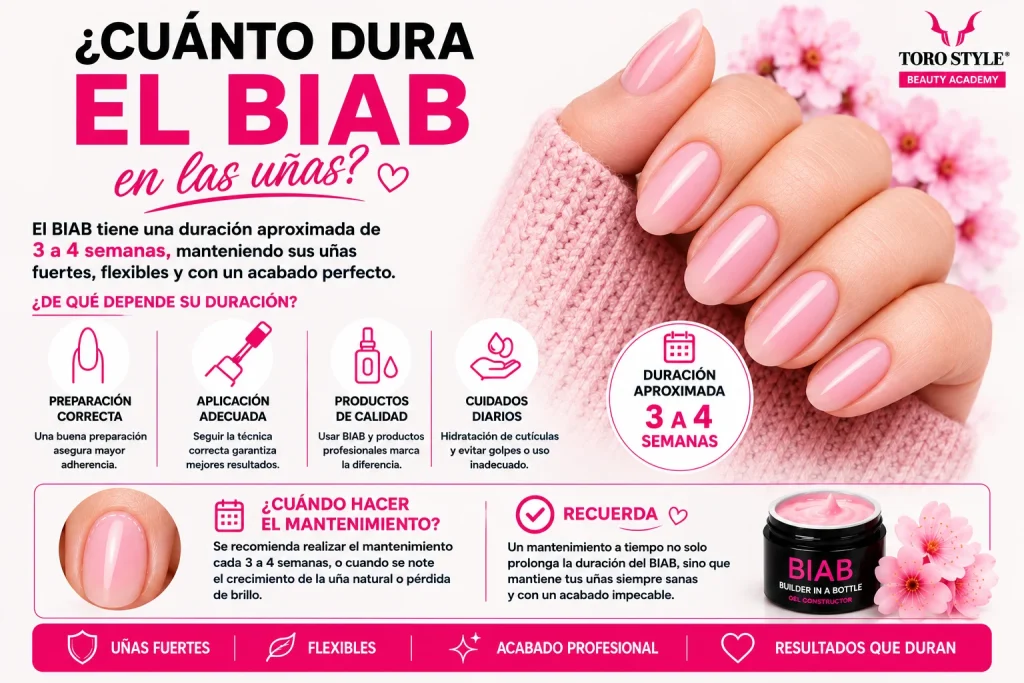 Manicura rosa con duración de 3 a 4 semanas y consejos de mantenimiento