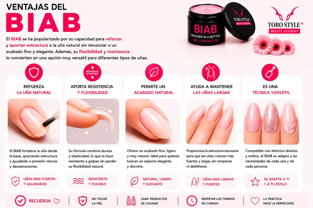 Infografía con cinco beneficios para conseguir uñas fuertes y flexibles